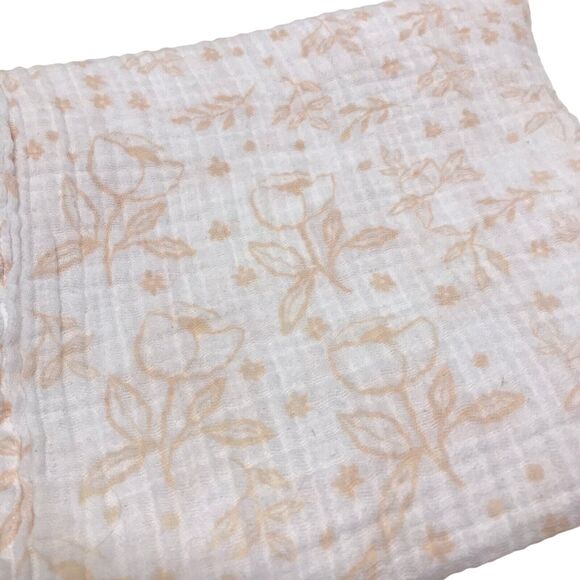 Little Unicorn Floral Baby Muslin Swaddle Blanket Peach Orange Cotton Flower - Picture 1 of 6